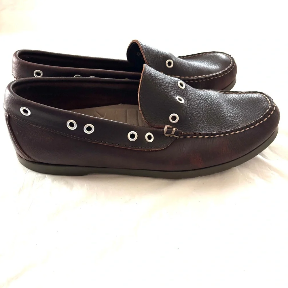 L.L. Bean Brown Boat Shoes Leather Camp Moc SZ 10 Worn 1X Indoors
